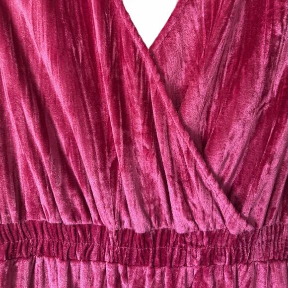 a new day Pink Velvet Long Sleeve Jumpsuit with Elastic Waist - Picture 3 of 8